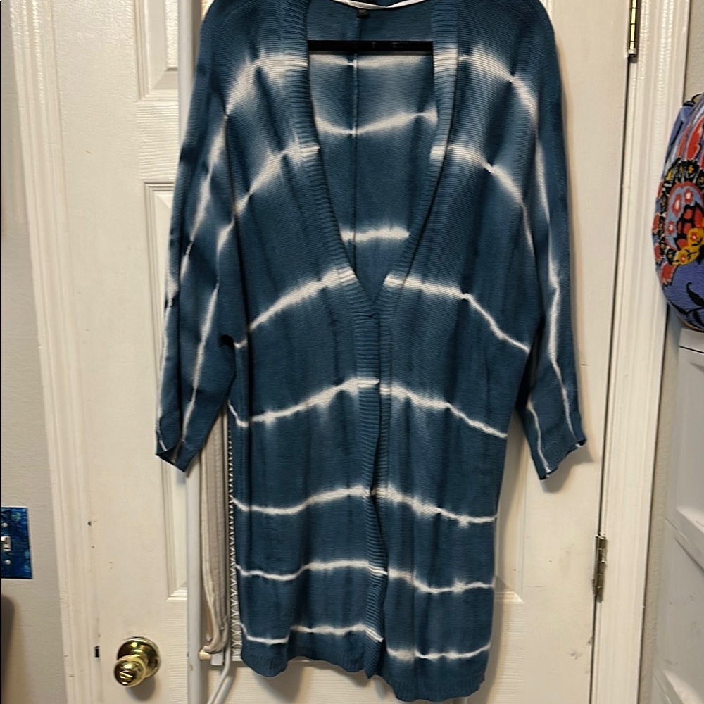 Torrid Blue and White Cardigan Sweater